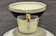 Load image into Gallery viewer, Aynsley Bone china Tea Cup and Saucer Cobalt Blue, Cream &amp; Gold
