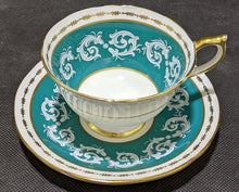 Load image into Gallery viewer, Aynsley Teal Green Tea Cup &amp; Saucer
