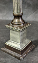 Load image into Gallery viewer, Silver &amp; Brown Tone Tall, Mantle / Altar Candle Stick Holder - 15.5&quot;
