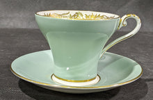 Load image into Gallery viewer, AYNSLEY Fine Bone China Corset Tea Cup &amp; Saucer - Green &amp; Gold
