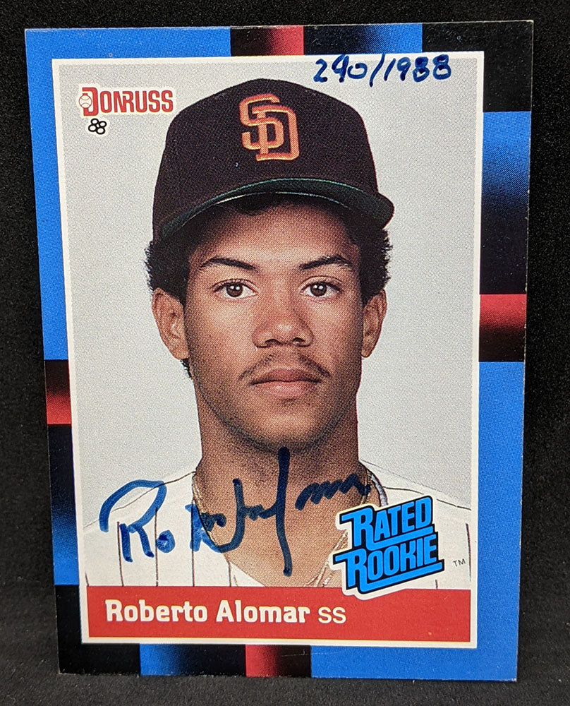 AUTOGRAPHED - Roberto Alomar Rookie Card - 1988 Donruss - Padres