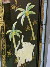 Load image into Gallery viewer, 4 Asian Inspired Black Lacquer &amp; Mother of Pearl Elephant Panels
