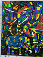 Load image into Gallery viewer, Bright Coloured Large Elephant Mosaic Original Painting
