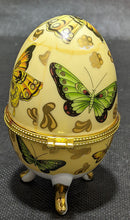 Load image into Gallery viewer, Adeline Collection Footed Painted Egg Trinket Box - Butterflies
