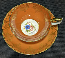 Load image into Gallery viewer, Aynsley Fine Bone China Teacup &amp; Saucer - Orange, Gold &amp; Bouquet
