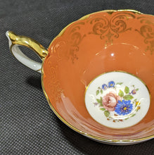 Load image into Gallery viewer, Aynsley Fine Bone China Teacup &amp; Saucer - Orange, Gold &amp; Bouquet
