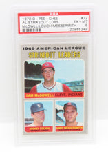 Load image into Gallery viewer, 1970 OPC AL Strikeout Leaders #72 PSA EX-MT 6 Baseball Card, Serial #20955249
