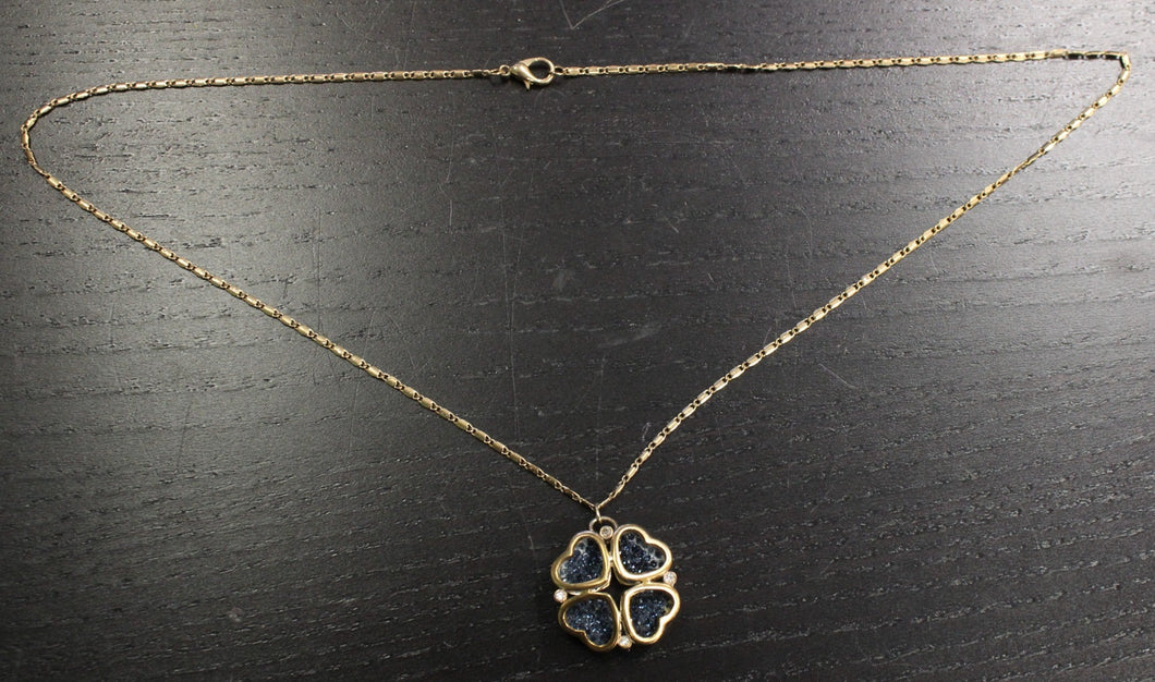 Vintage Gold Plated Four Leaf Clover Pendant Necklace
