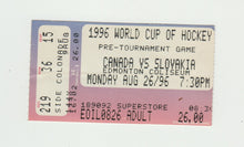 Load image into Gallery viewer, 1996 World Cup of Hockey Canada vs Slovakia Pre-Tournament Game Ticket Stub
